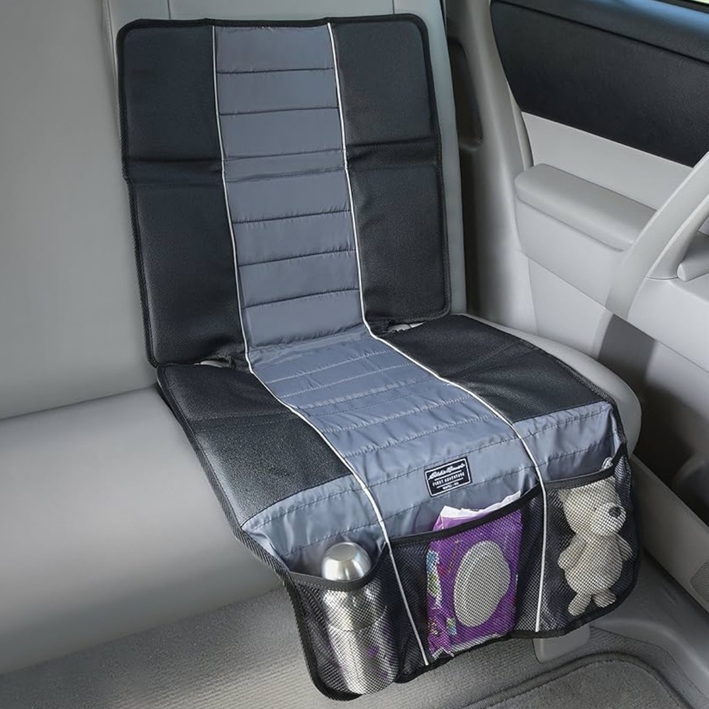 CHILD OF MINE | Universal | High Back Car Seat Protector| Color: BLK & GRY | OS